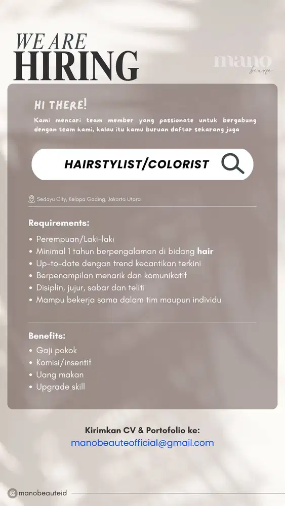 Lowongan Hairstylist
