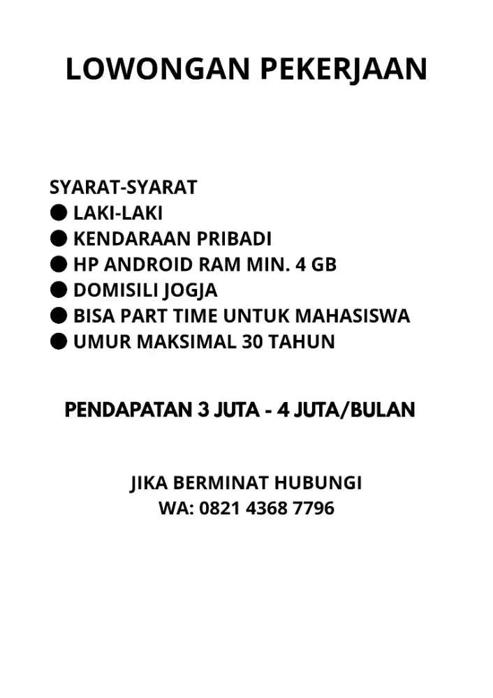 Lowongan kerja sales jogja