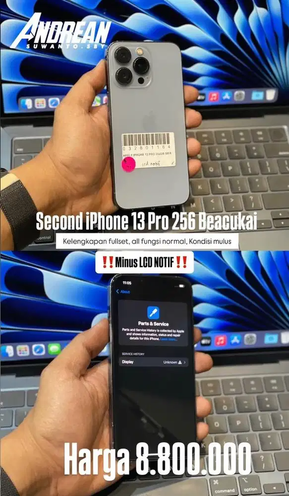 Second Iphone 13 Pro 256 gb bea cukai (lcd notif)