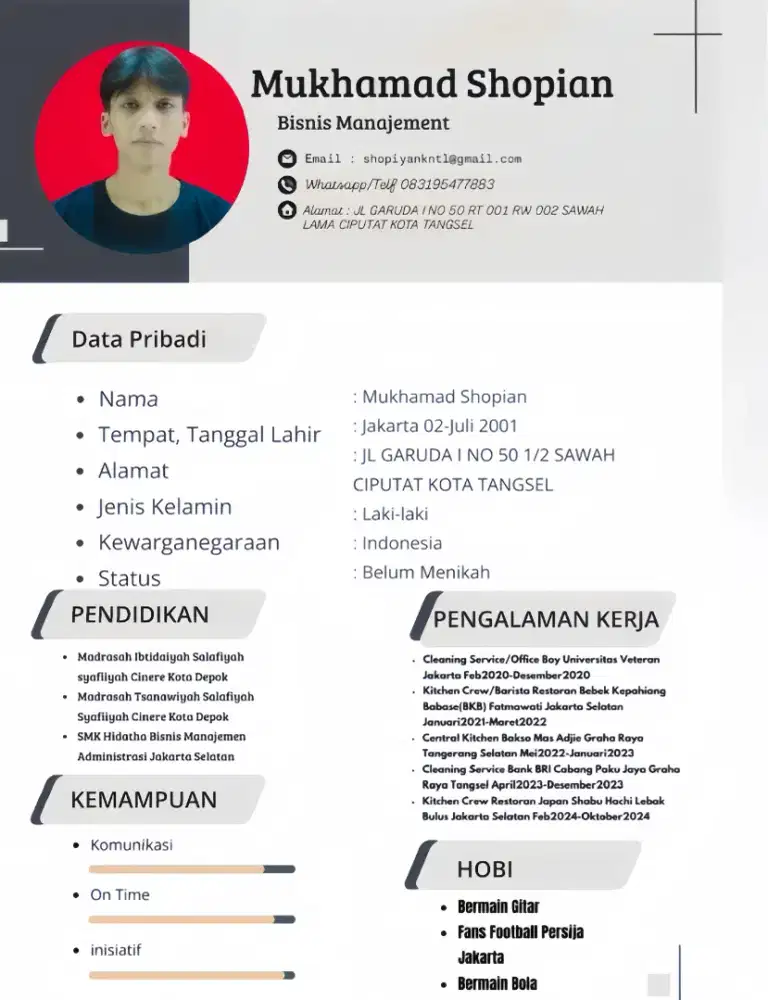 Pengalaman Ob,Cook Helper,Kitchen Crew, Cleaning Service