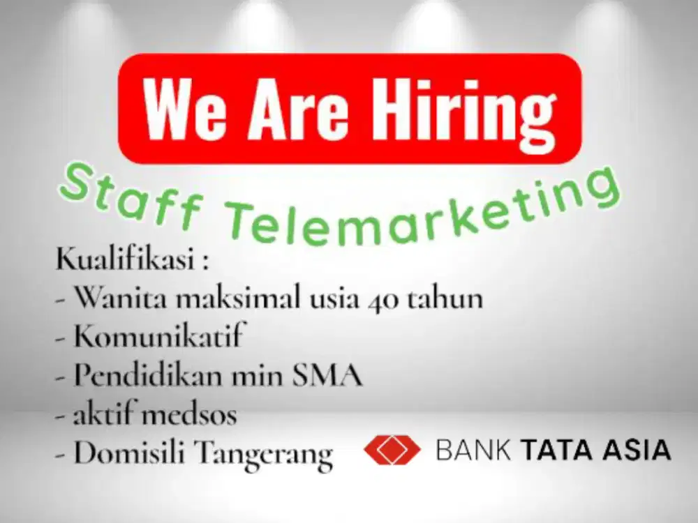 Lowongan kerja Staff Telemarketing
