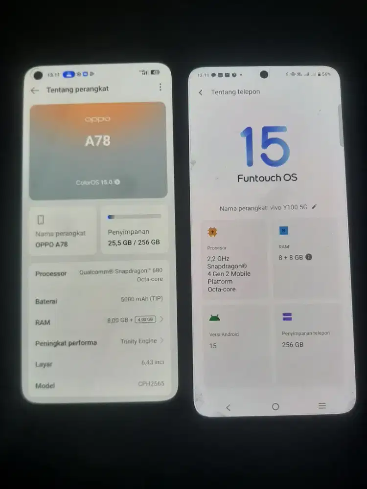 Jual 2 Hp Vivo Y100 5G & Oppo A78 NFC
Semua Kapasitas 8+7/256GB