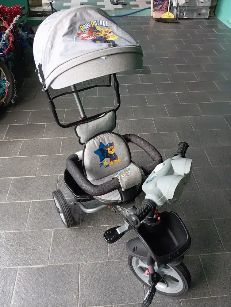 Sepeda family roda tiga paw patrol