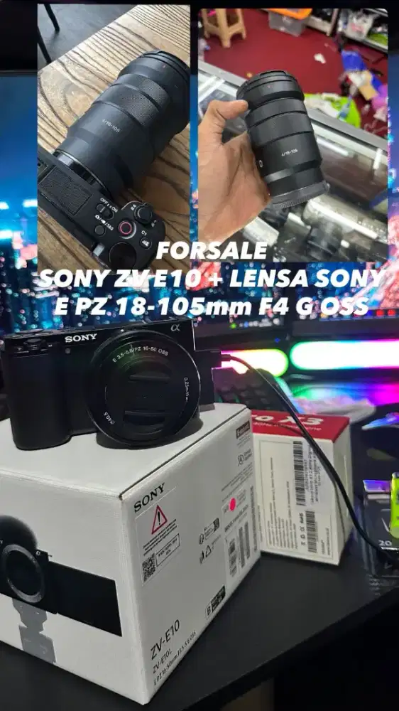 SONY ZV-E10 Kit + Lensa Zoom 18-105mm