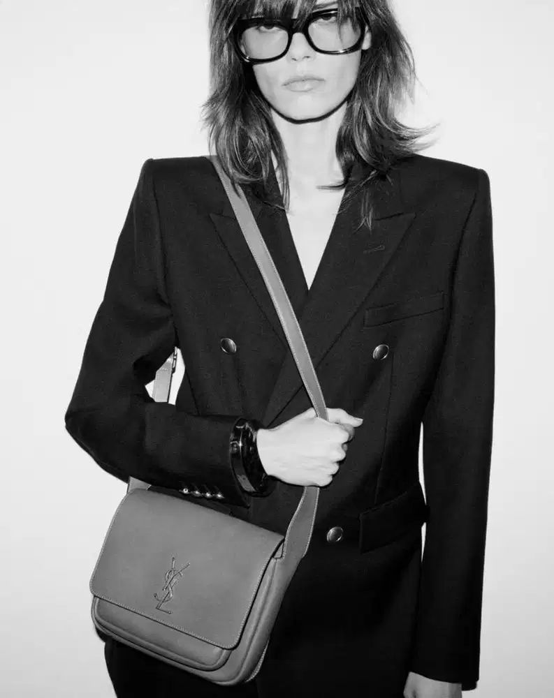 Saint Laurent Niki Satchel Leather Shoulder Bag Black