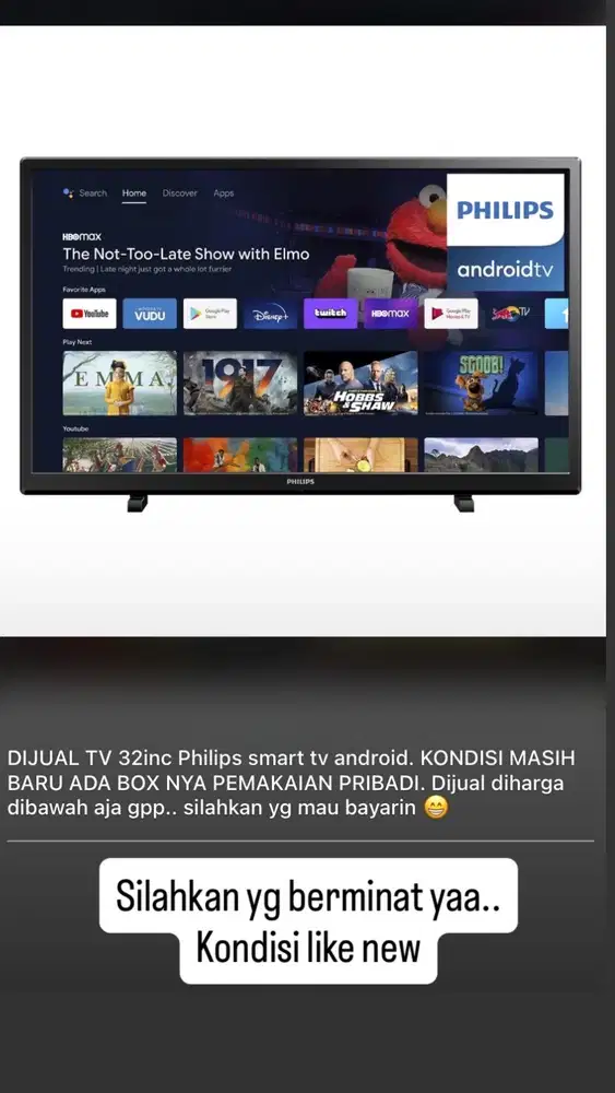 DIJUAL TV ANDROID PHILIPS 32inc