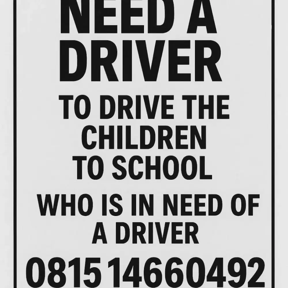 YANG BUTUH DRIVER BUAT   NGANTERIN ANAK SEKOLAH