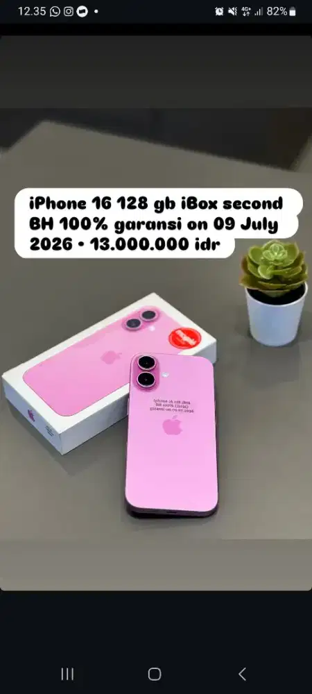 IPhone 16 128GB iBox Pink BH 100%