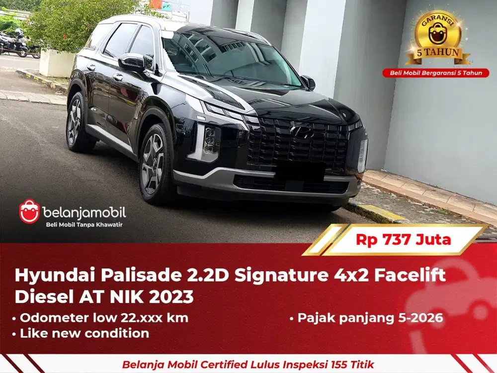 [GARANSI 5TH] Hyundai Palisade 2.2 Signature Facelift Diesel 2023/2024
