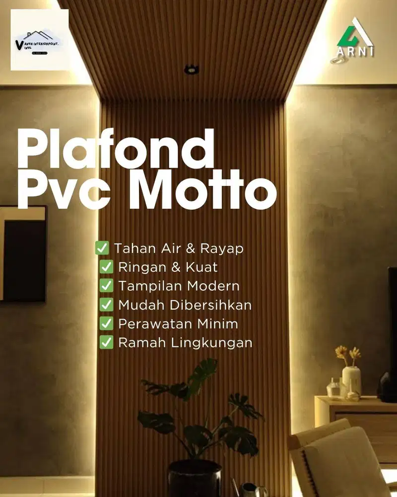 Plafond PVC Motto Panjang 2,9 M– Tampilan Modern, Tahan Air & Rayap!