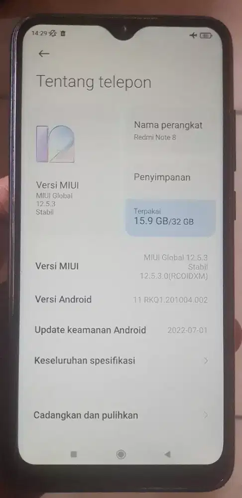 XIAOMI REDMI NOT 8 RAM 3+05 GB NORMAL