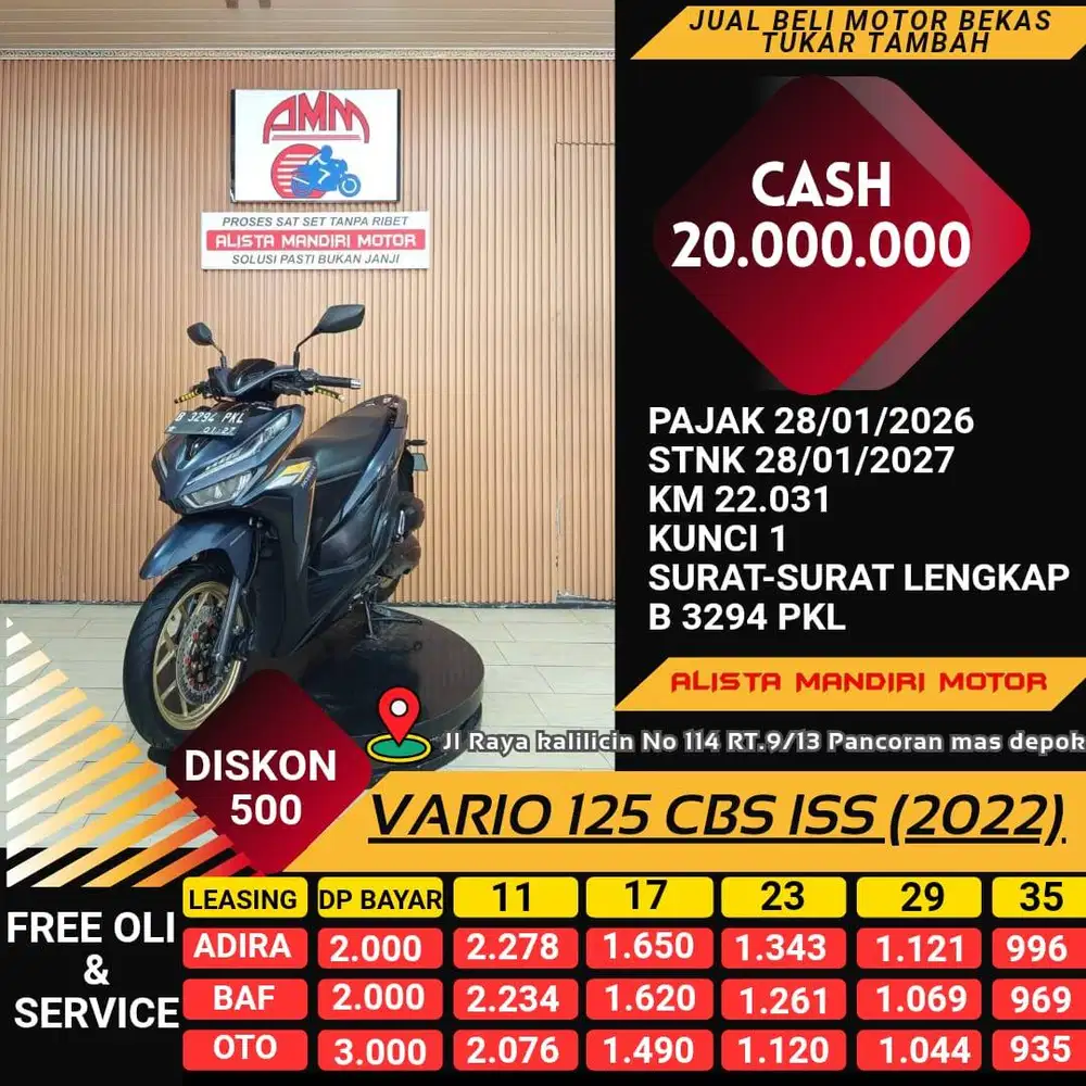 VARIO 125 CBS ISS 2022 PAJAK HIDUP CC 0% KREDIVO TOKPED SPAYLETTER