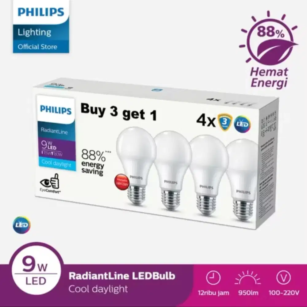 Lampu Philips 7 dan 9 watt Isi 4 PCS Original PHILIPS