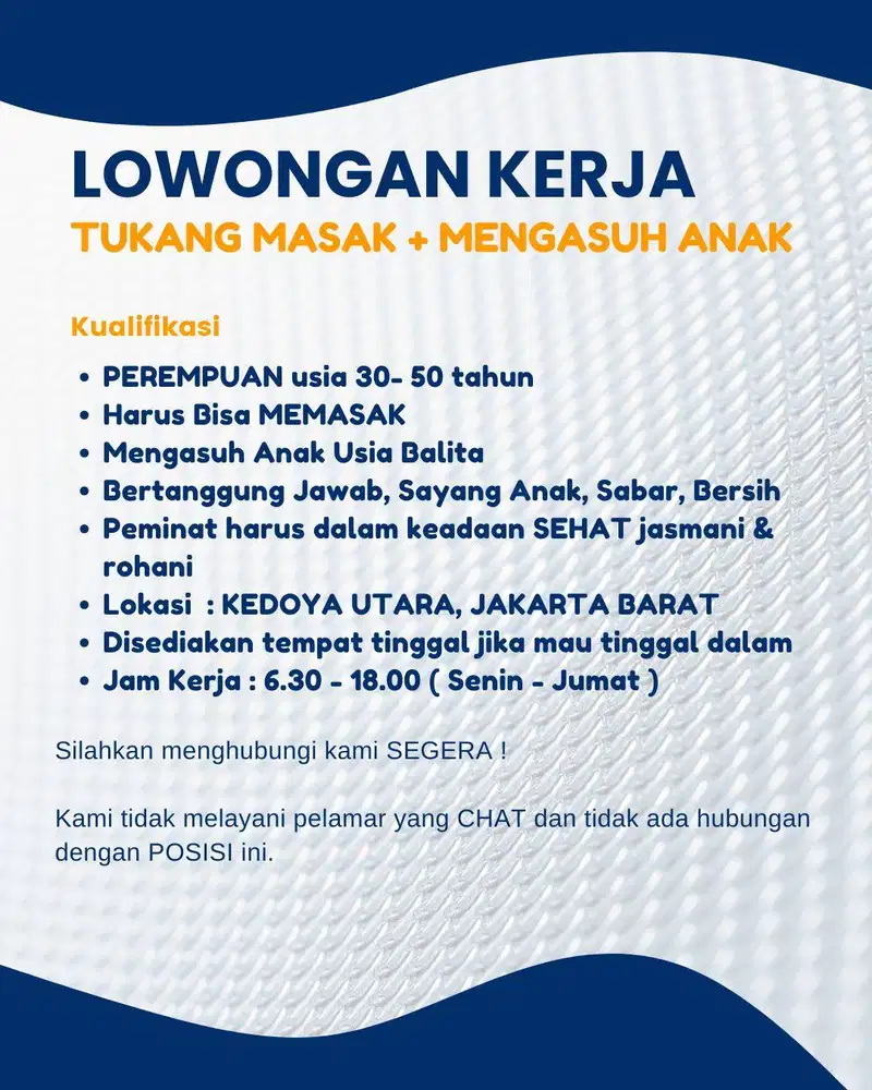 TUKANG MASAK & PENGASUH ANAK