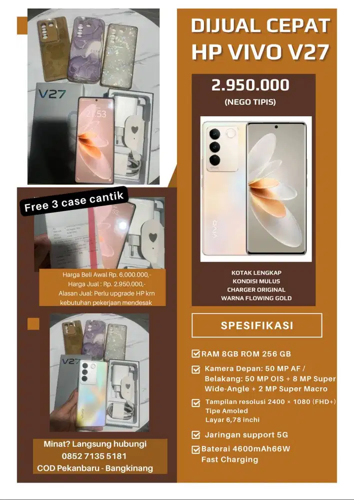 JUAL CEPAT VIVO V27 KONDISI MULUS