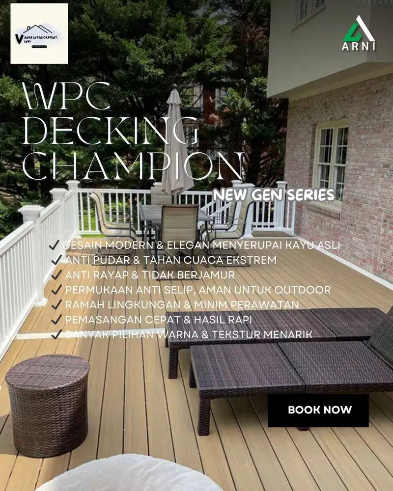 WPC Decking Champion New Gen Series TYPE CD– Lantai Outdoor Elegan