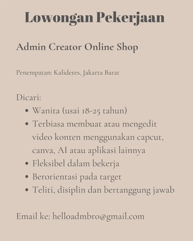 Admin Creator Online Shop