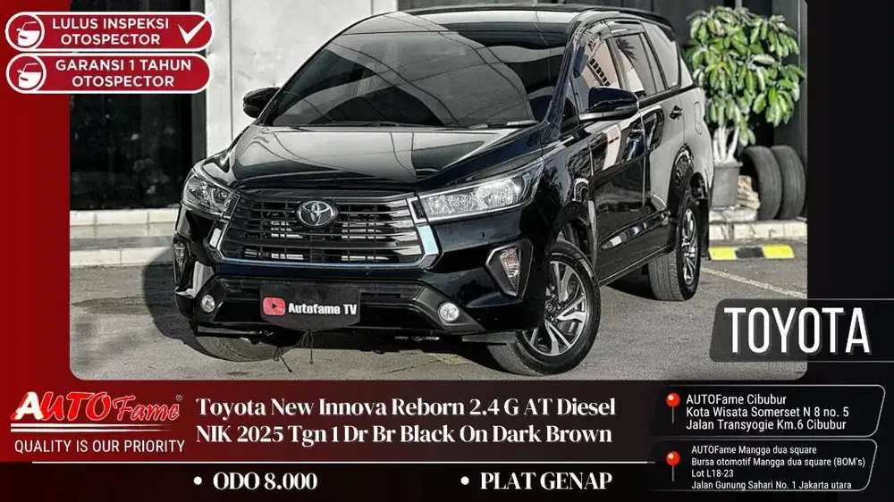 ODO 8RB Toyota New Innova Reborn 2.4 G AT Diesel NIK 2025