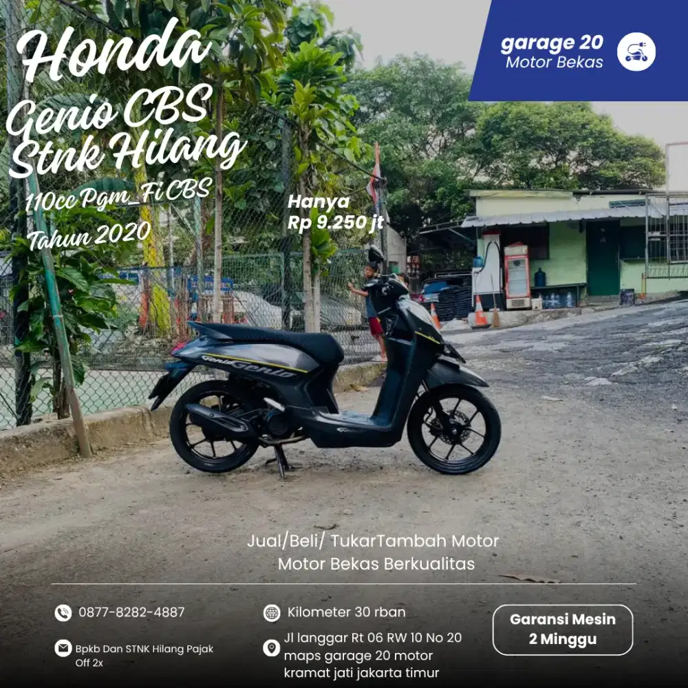 Honda Genio 110cc CBS Pgm_Fi Stnk Hilang Tahun 2020 pajak Off