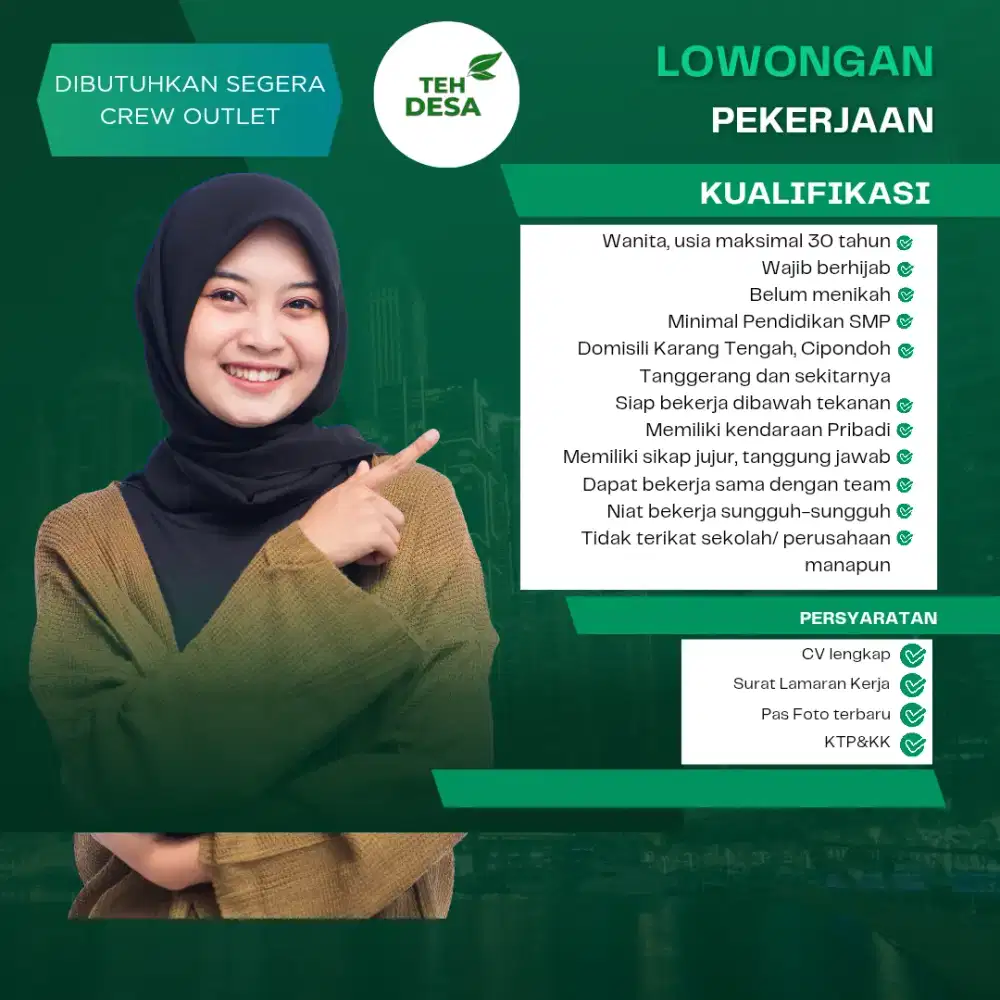 LOWONGAN KERJA. Dibutuhkan Spg Spb Sales Counter Loker