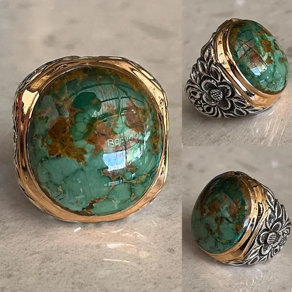 Cincin Natural Turquoise Phyrus Pirus Persia Hijau Gradasi