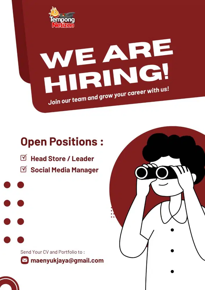 DIBUTUHKAN HEAD STORE (LEADER) & MEDIA SOSIAL OFFICER