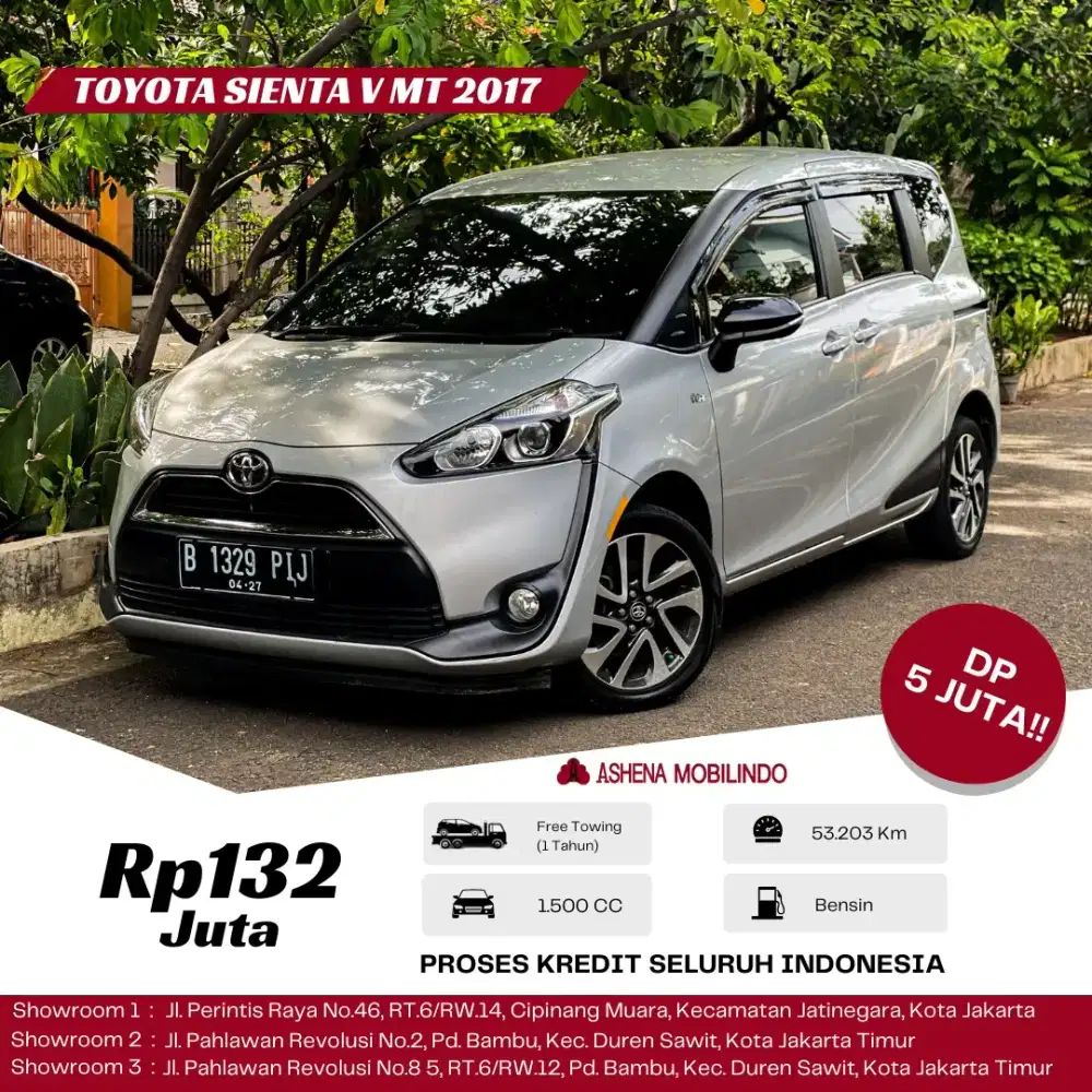 Sienta V MT 2017 Silver DP 5jt Cash Atau Kredit Terbaik SeOLX!