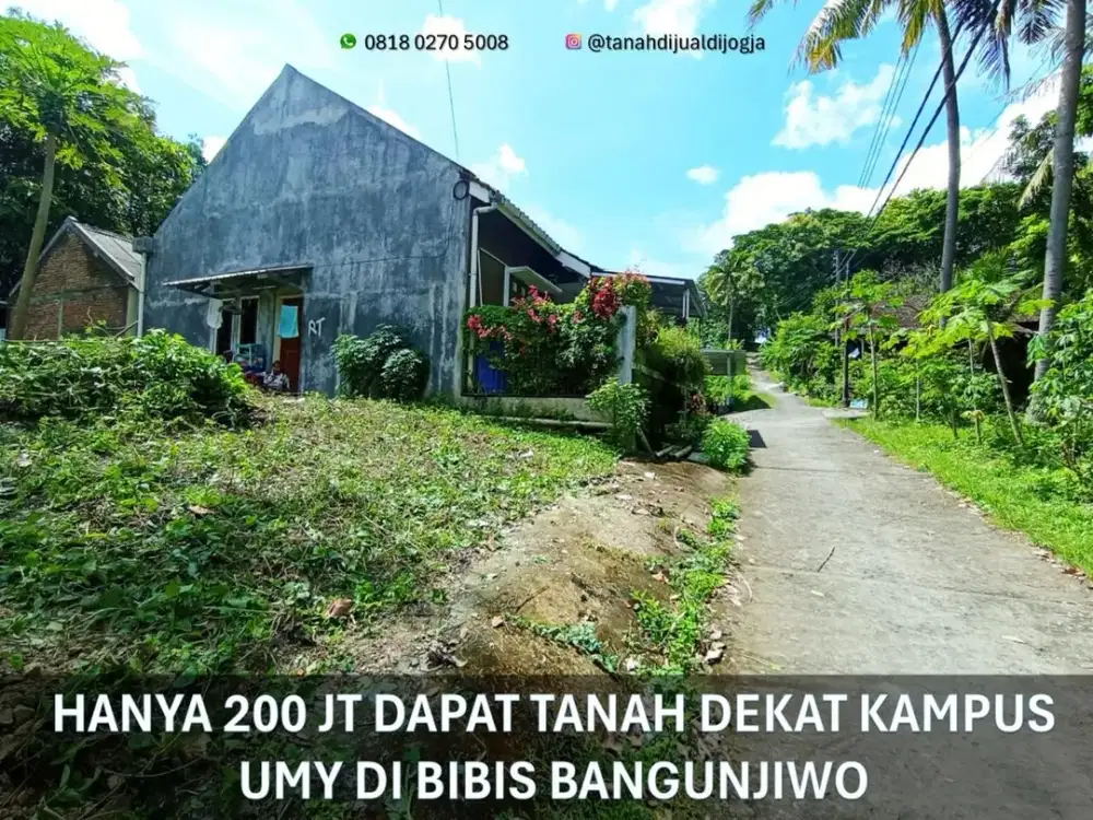 Tanah Dijual dekat Kampus UMY di Bibis Bangunjiwo Siap Bangun