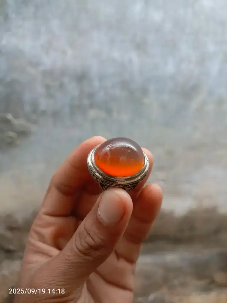 Natural obi nukleus alas oren cakep giwang kristal