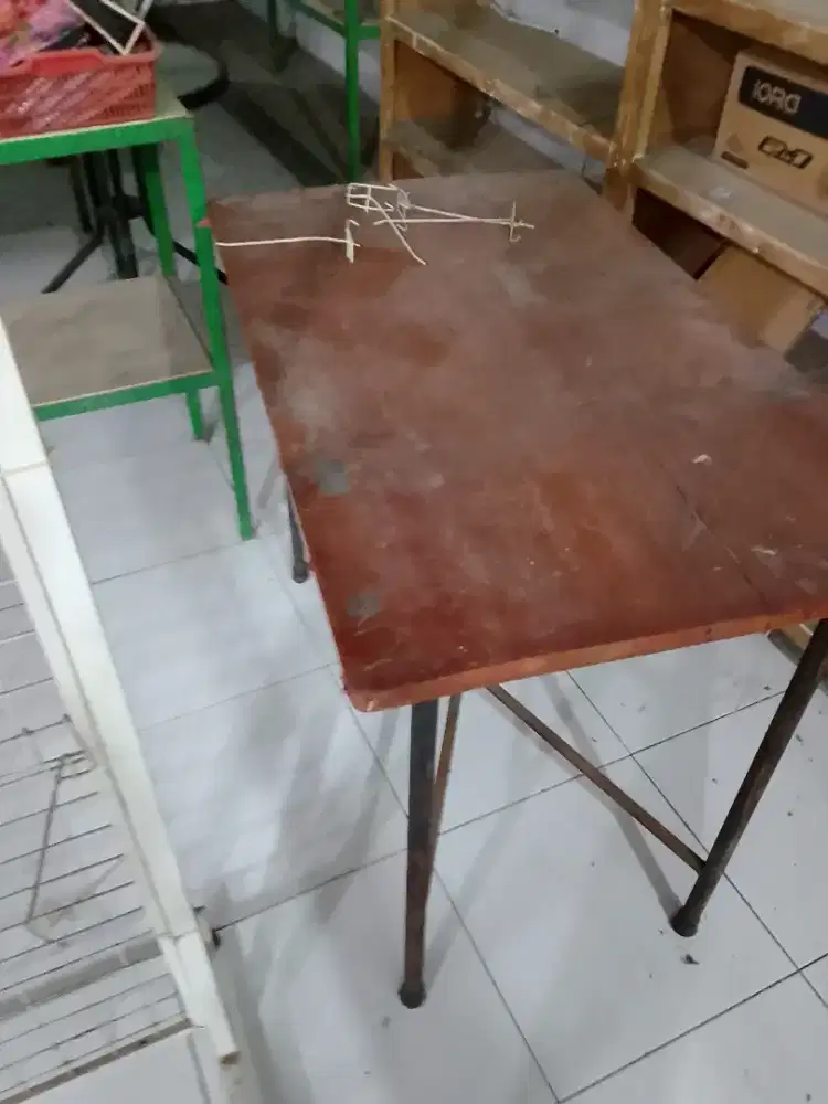 Meja kayu kaki besi 1meter