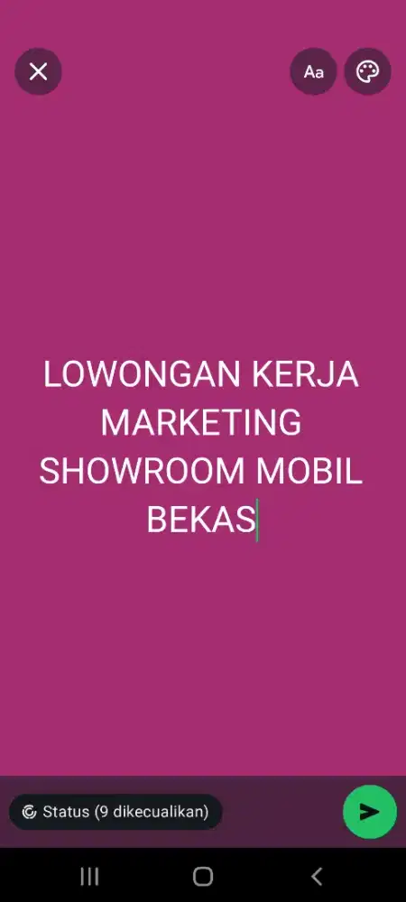 Dibutuhkan marketing showroom mobil bekas
