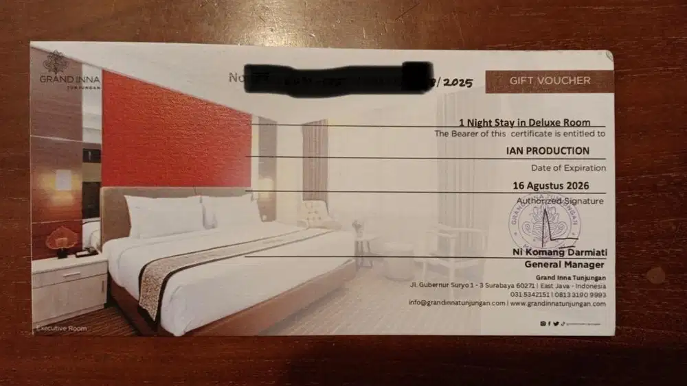 Voucher Hotel Grand Inna Tunjungan Deluxe Room