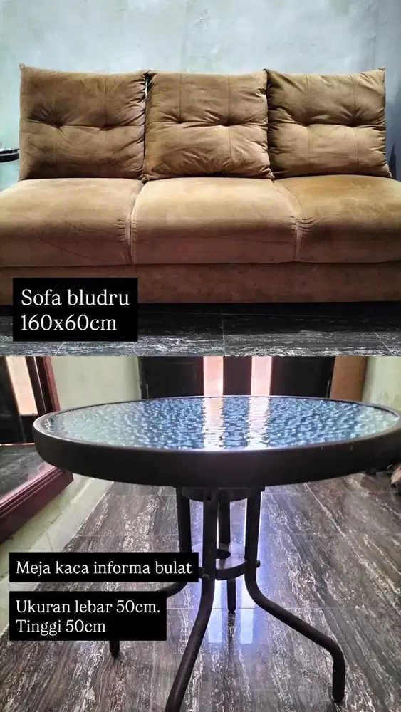 DIJUAL BUNDLING MURAH SOFA BLUDRU DAN MEJA INFORMA KACA