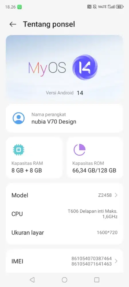 Nubia v70 Ram8/128