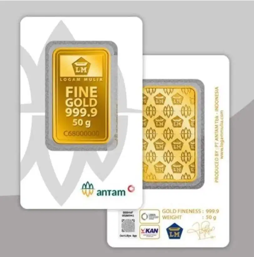 Emas Antam 50gr Certicard 2025