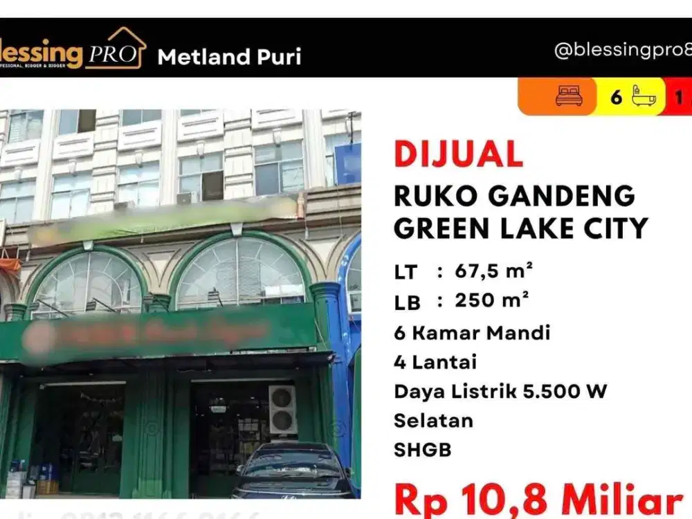 Turun Harga!! Dijual Ruko Gandeng Green Lake City