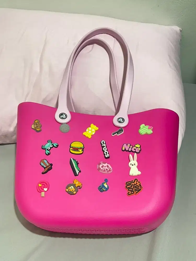 Tote bag crocs pink
