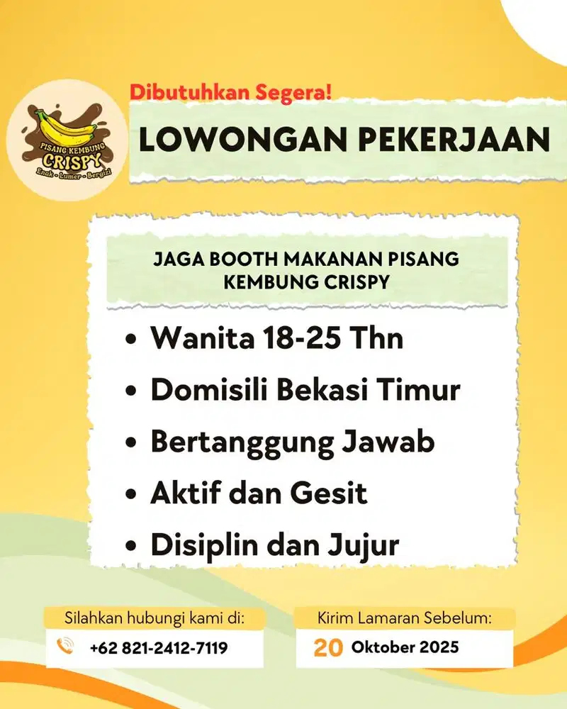 Lowongan Kerja Jaga Stand Makanan