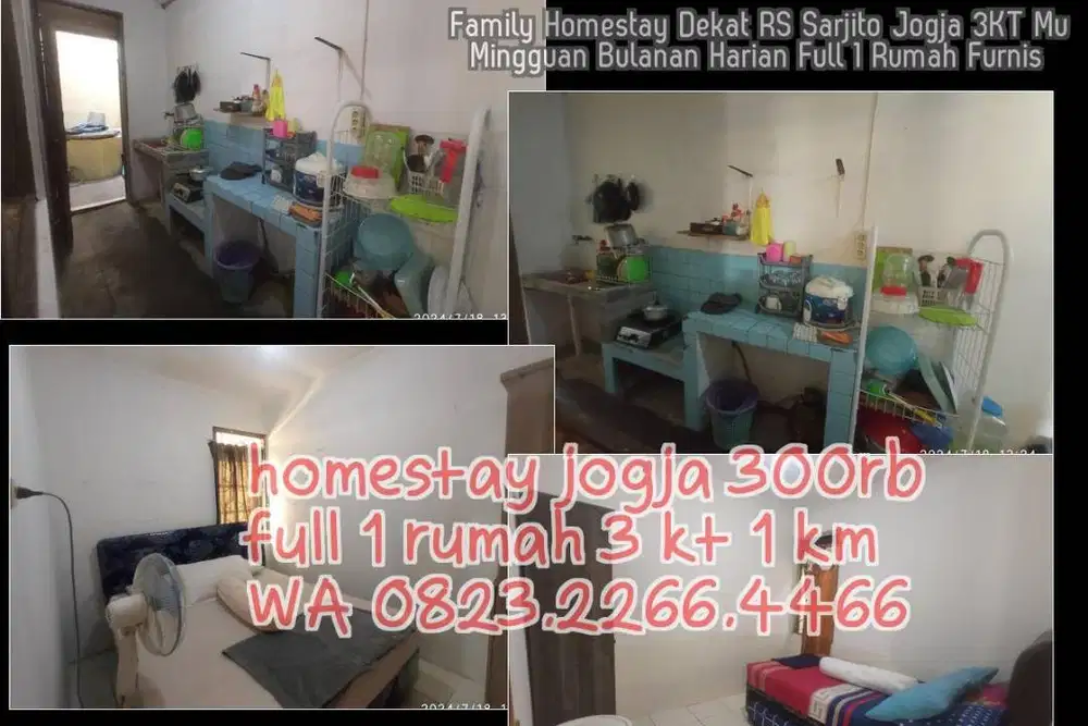 Family Homestay Dekat RS Sarjito Jogja 3KT Mu  Mingguan Bulanan Harian