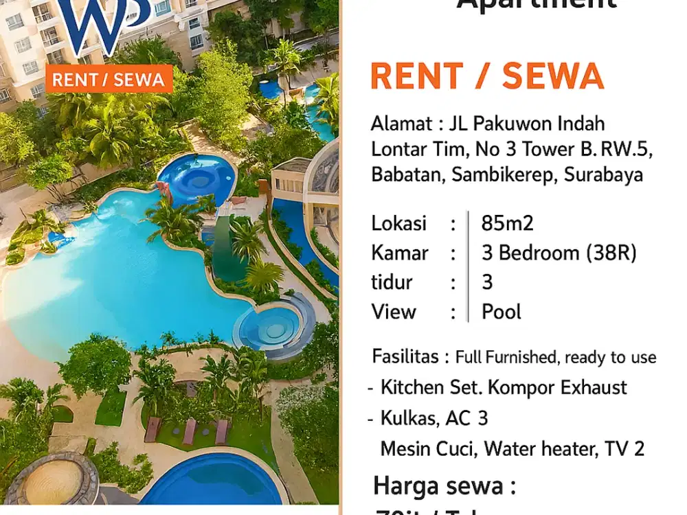SEWA APARTEMEN WATERPLACE SURABAYA