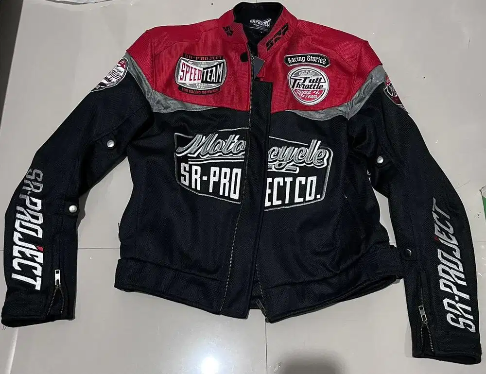 Jaket motorcycle merah hitam