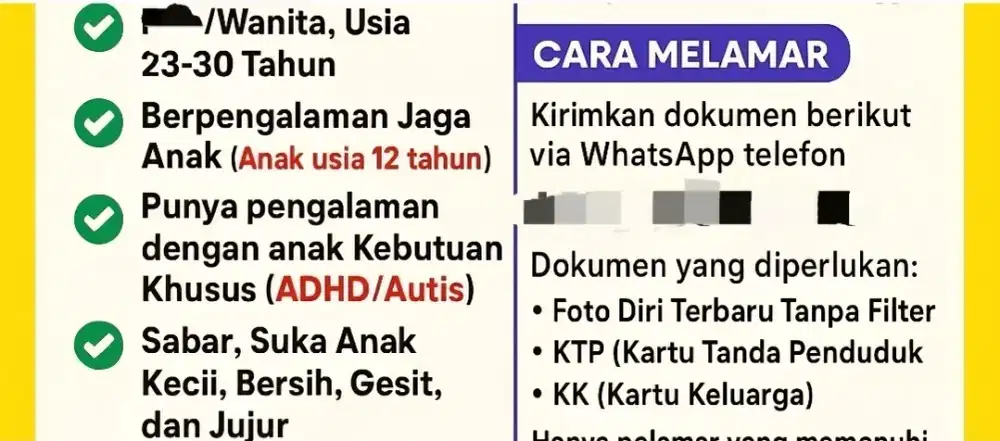 LOKER WANITA: ART + JAGA ANAK ABK, JAKBAR