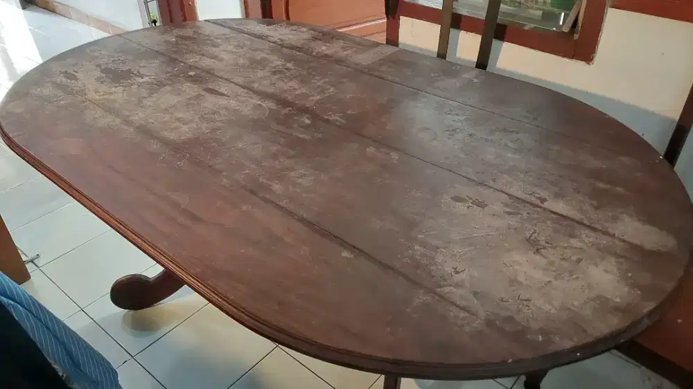 Set Meja Makan Kayu Sonokeling + 6 Kursi – Kuat & Antik