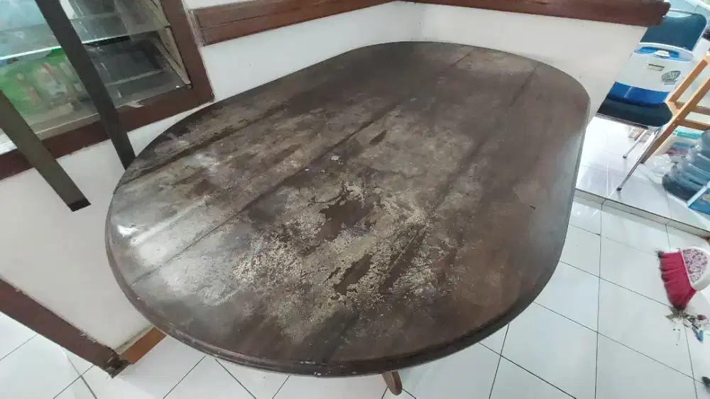 Set Meja Makan Kayu Sonokeling + 6 Kursi – Kuat & Antik