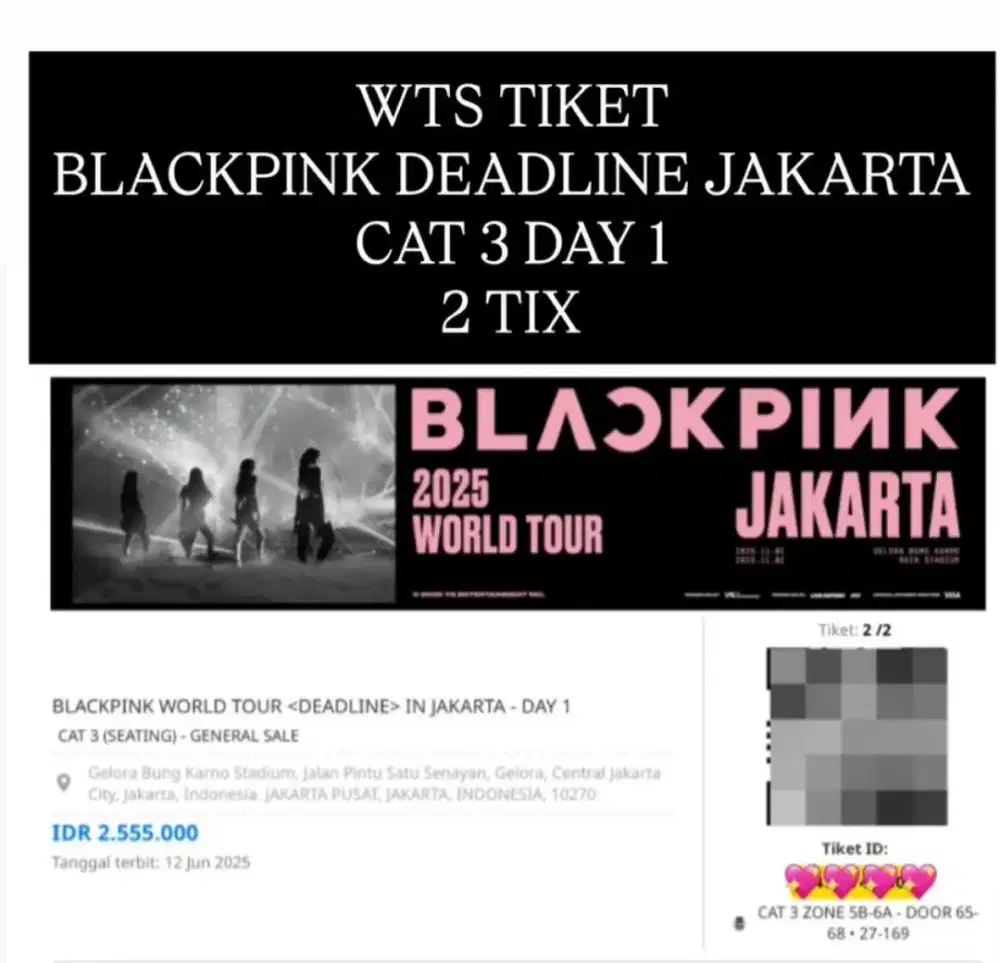 Tiket blackpink cat 3 day 1