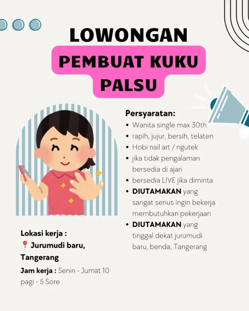 Lowongan pembuat kuku palsu