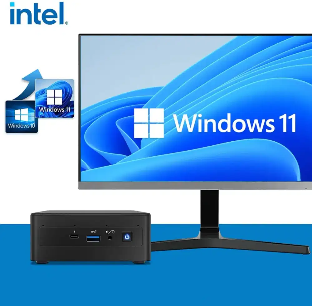 PC nuc siap pakai layar 19inch