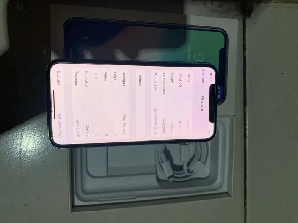 Iphone x 256gb ex inter warna silver imei regist