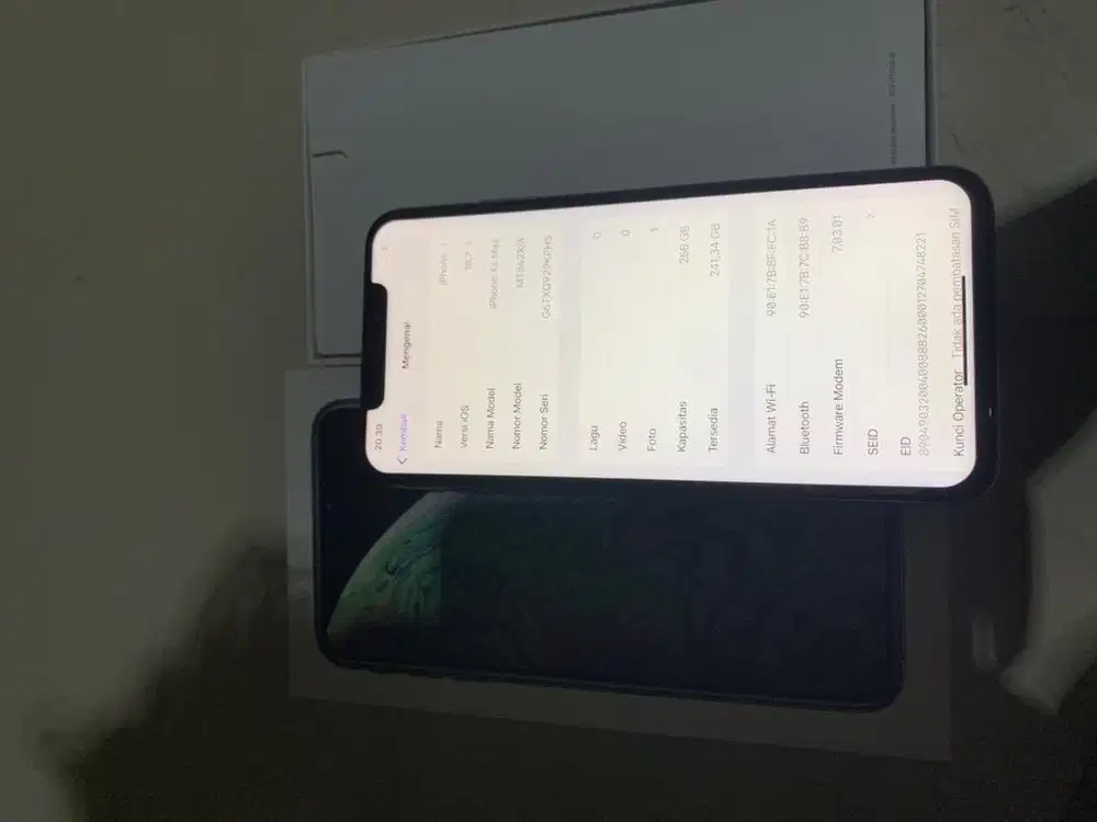 Iphone xs max 256gb ex inter warna silver imei regist