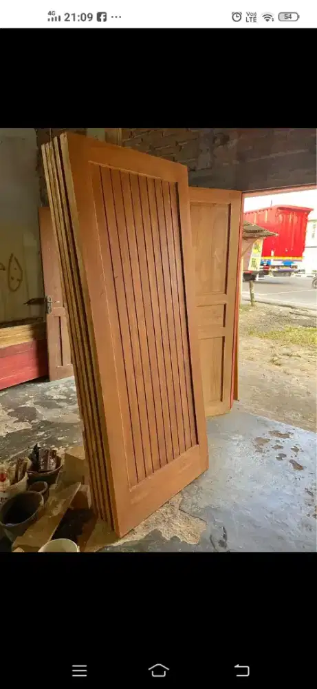 Pintu minimalis Nya ready dari kayu bekas Meranti oven berkualitas